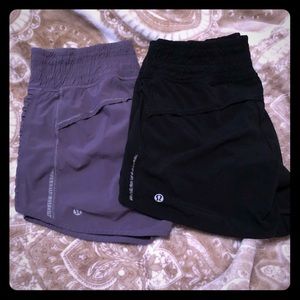 2 pairs of size 6 lululemon shorts